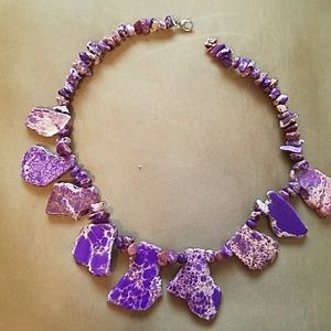 Bold, purple jasper necklace.